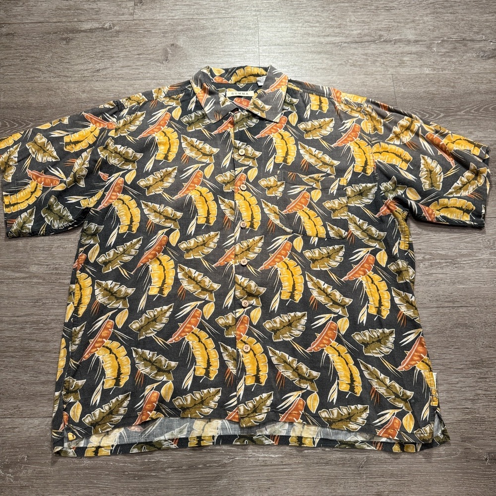 Summa Shirt Mens XL Floral Cotton Rayon Vacation Tropical Camp Resort Aloha